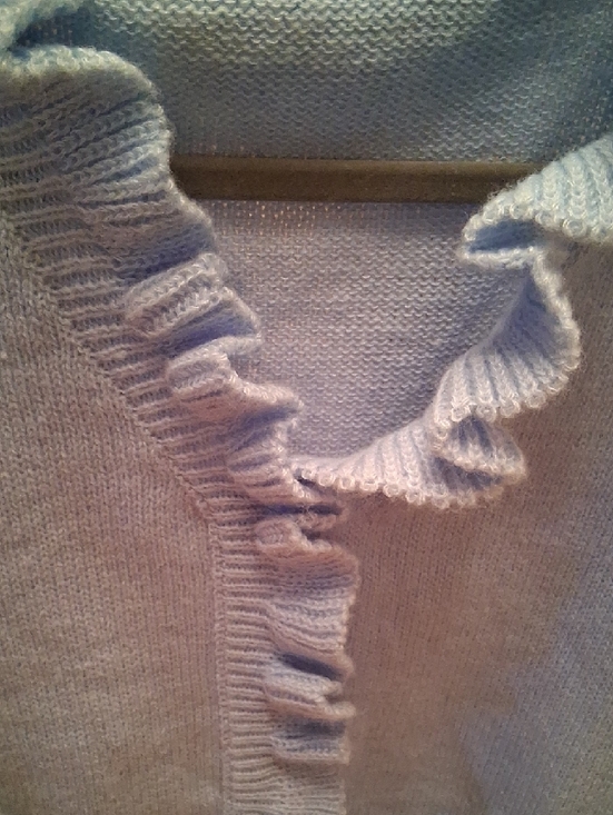 Source Unknown Light Blue Ruffle V-Neck Sweater - Picture 2 of 10